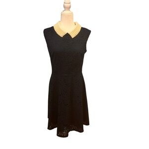 BETSEY JOHNSON Faux Pearl Collar Fit &Flare Dress cottagecore size 6 blue Lacey